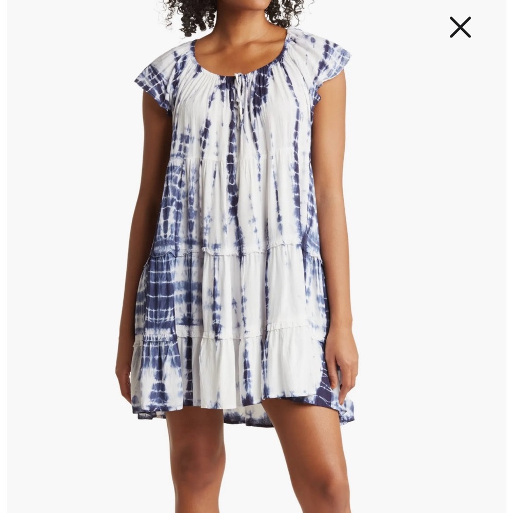 Navy and White Tie-Dye Mini Dress